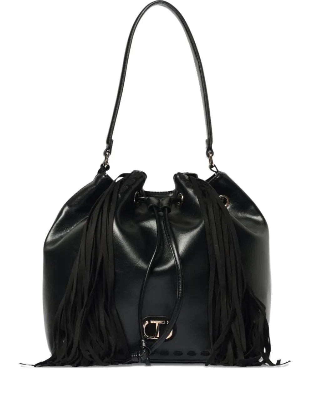 Twinset Fringe-detail Shoulder Bag In Black