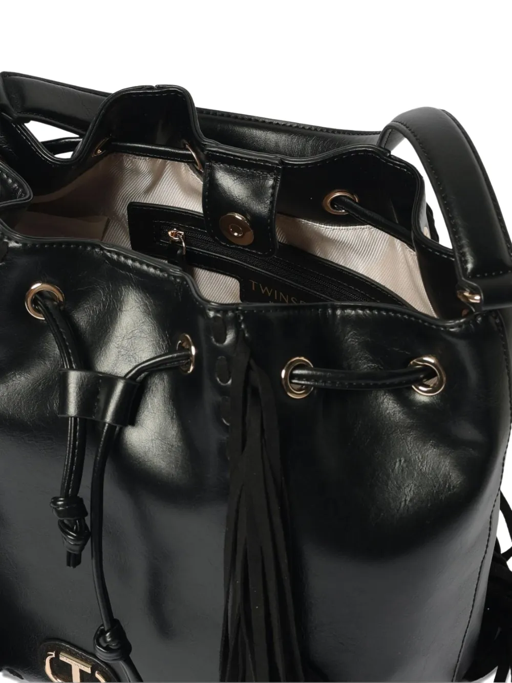 Twinset Fringe-detail Shoulder Bag In Black