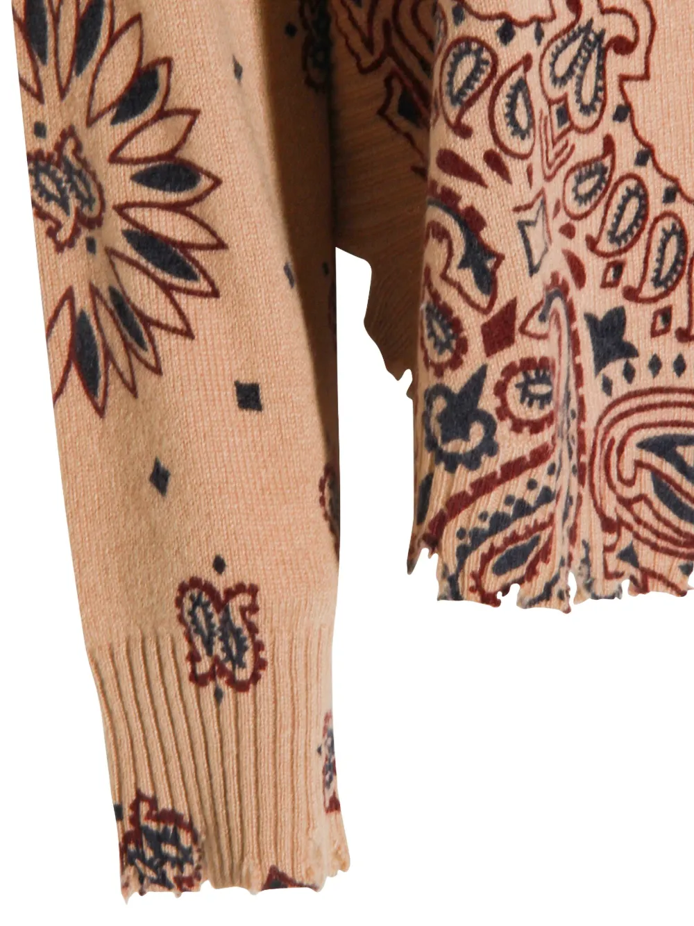 Kujten Paisley-pattern Raw-edges Sweater In Brown