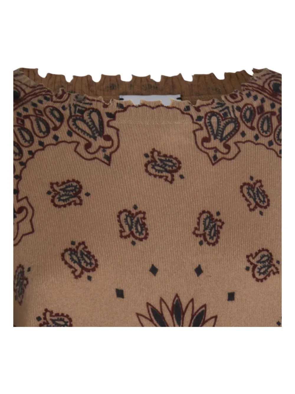 Kujten Paisley-pattern Raw-edges Sweater In Brown