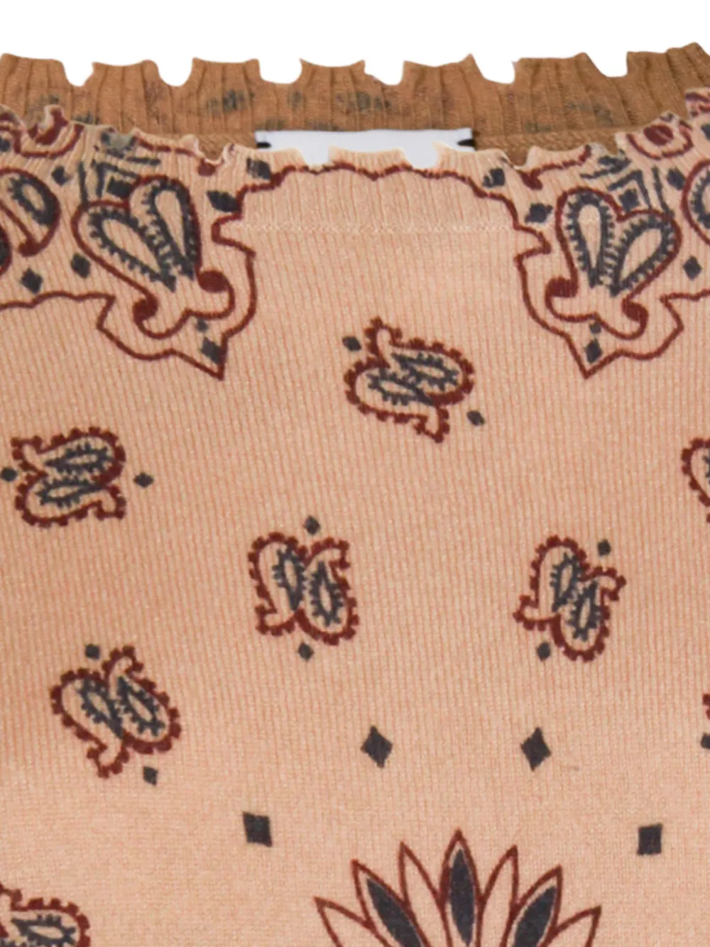 Kujten Paisley-pattern Raw-edges Sweater In Brown