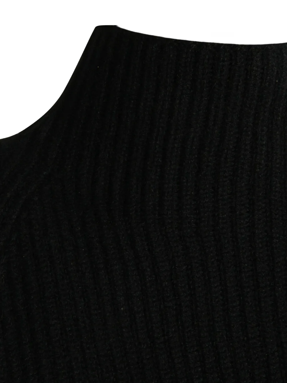 Kujten Sleeveless Ribbed Knit High Neck Top In Black