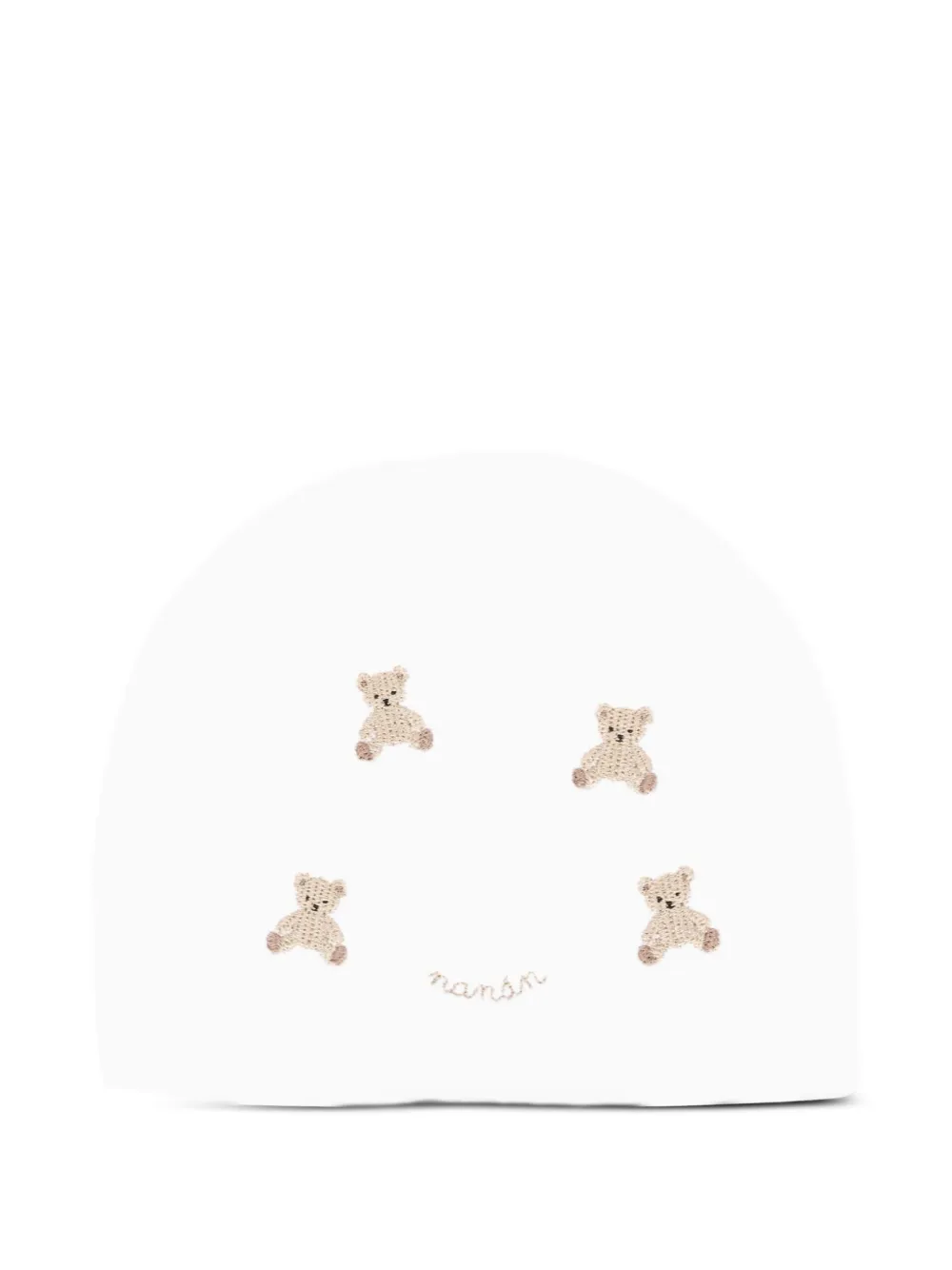NANAN teddy-embroidered beanie | White | Image 1