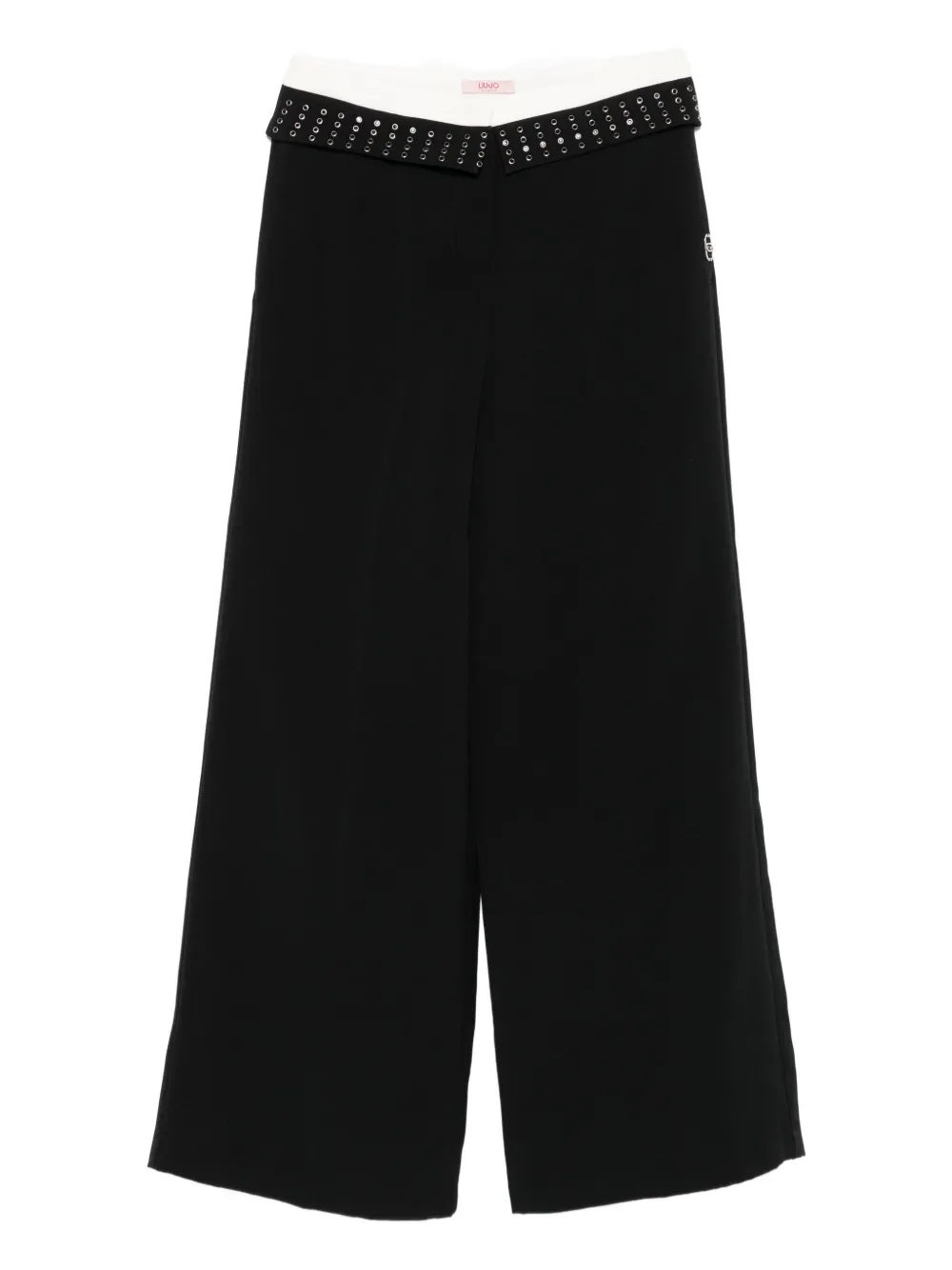 LIU JO eyelet-embellished wide-leg trousers | Black | Image 1