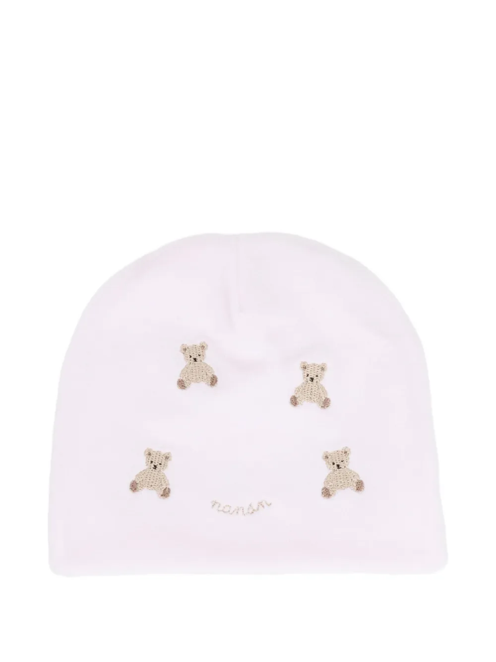 Nanán Teddy-embroidered Beanie In White