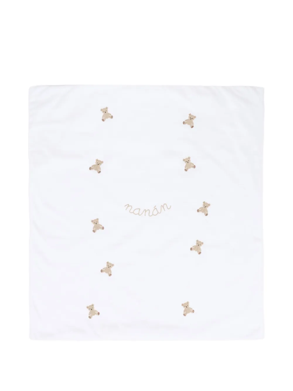 Nanán Teddy-embroidered Baby Blanket In Pattern