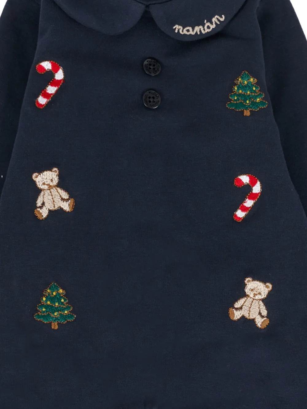 Nanán Peter Pan Collar Embroidered Pajamas In Blue