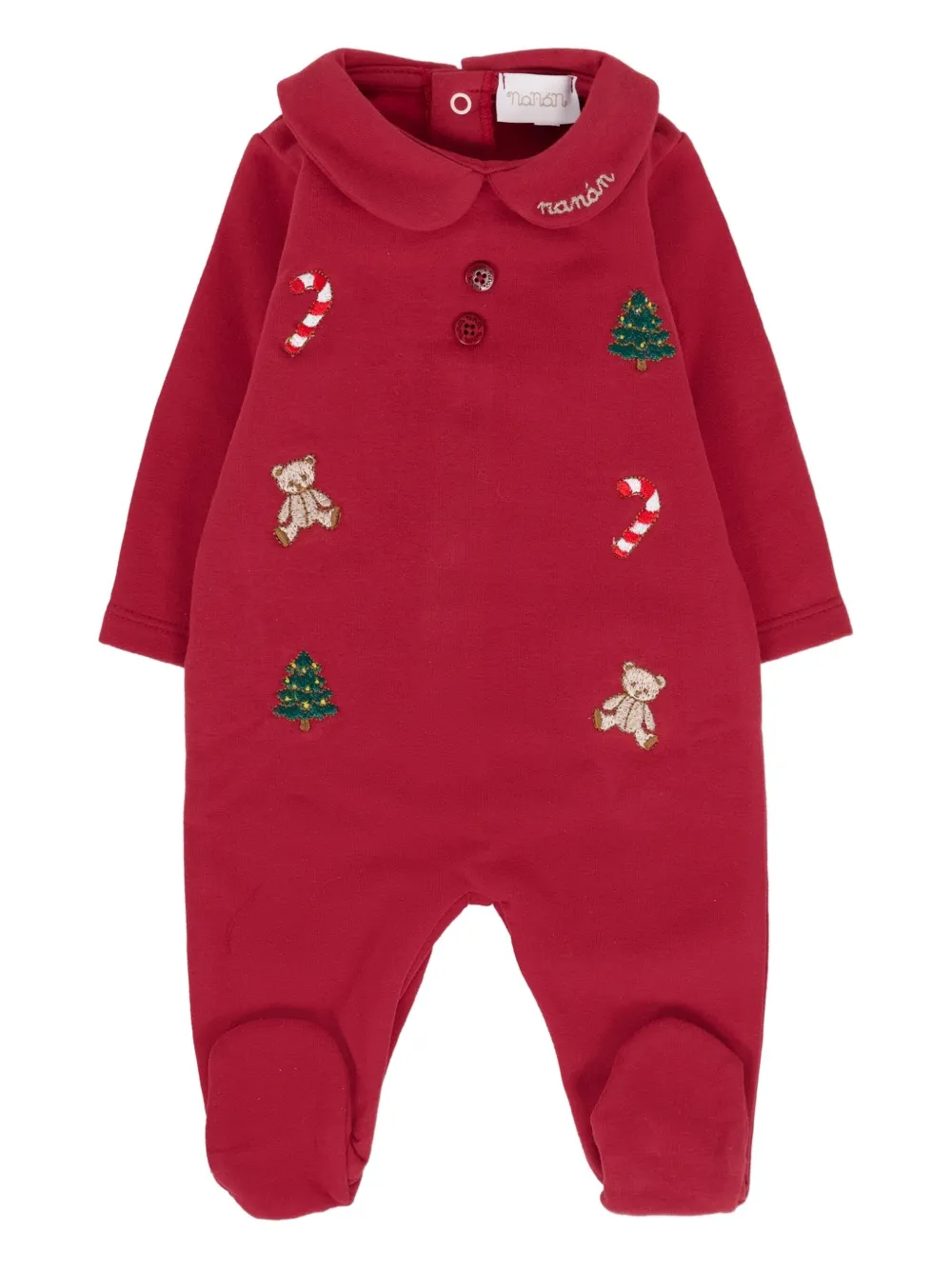 NANAN embroidered-collar pajamas | Red | Image 1