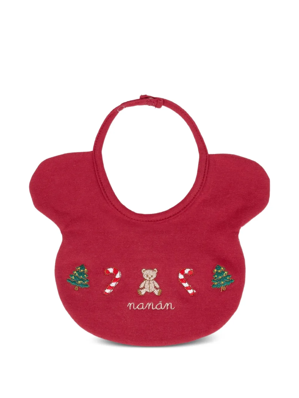 NANAN bear-shape embroidery bib | Red | Image 1