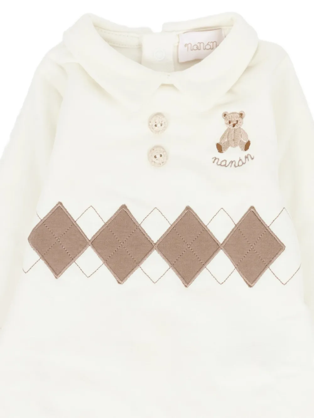 Nanán Teddy-bear Argyle Pajama In White