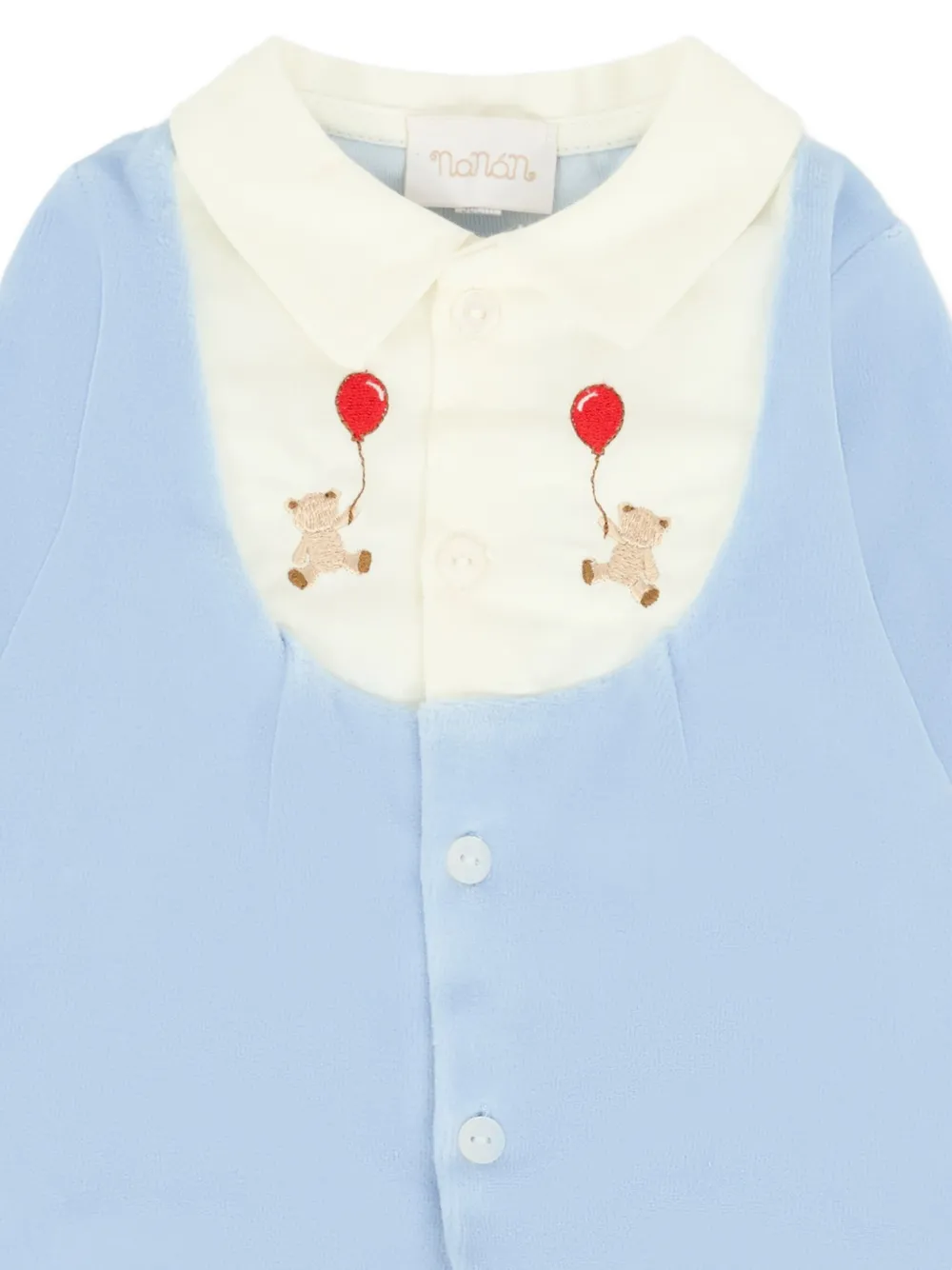 Nanán Teddy-bear Embroidered Romper In Blue