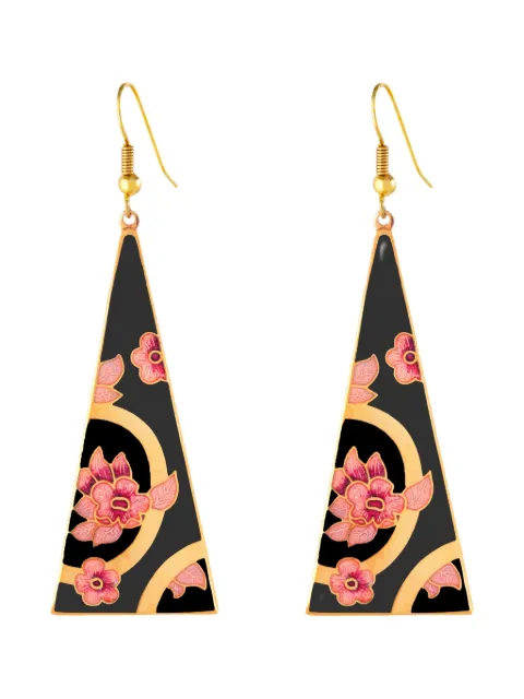 Susan Caplan Vintage 1980s cloisonné triangular earrings