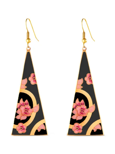 Susan Caplan Vintage 1980s cloisonné triangular earrings