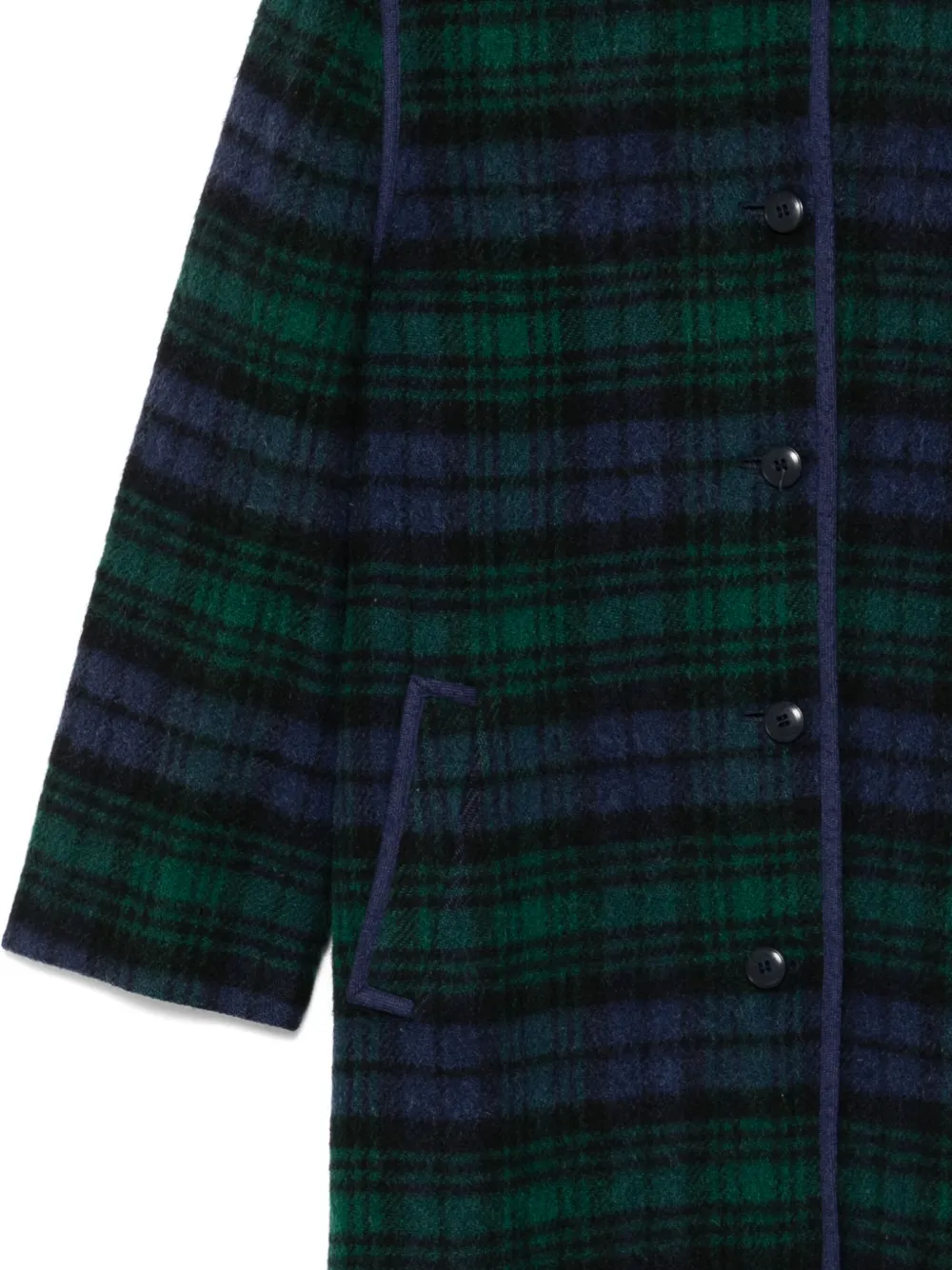 Pre-owned A.n.g.e.l.o. Vintage Cult 1970s Checked Hooded Coat In Blue