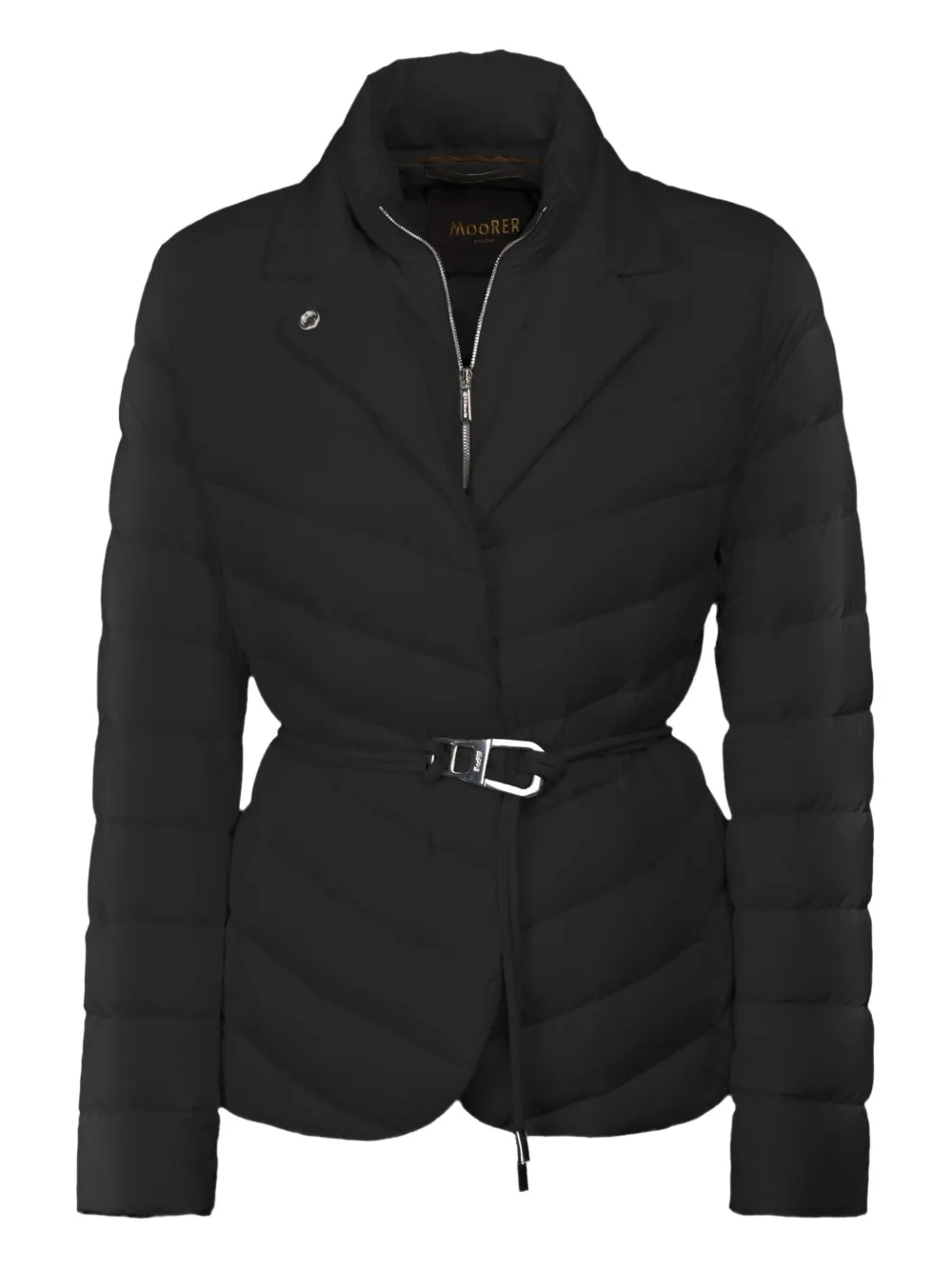 Moorer Belted Quilted Jacket In Black