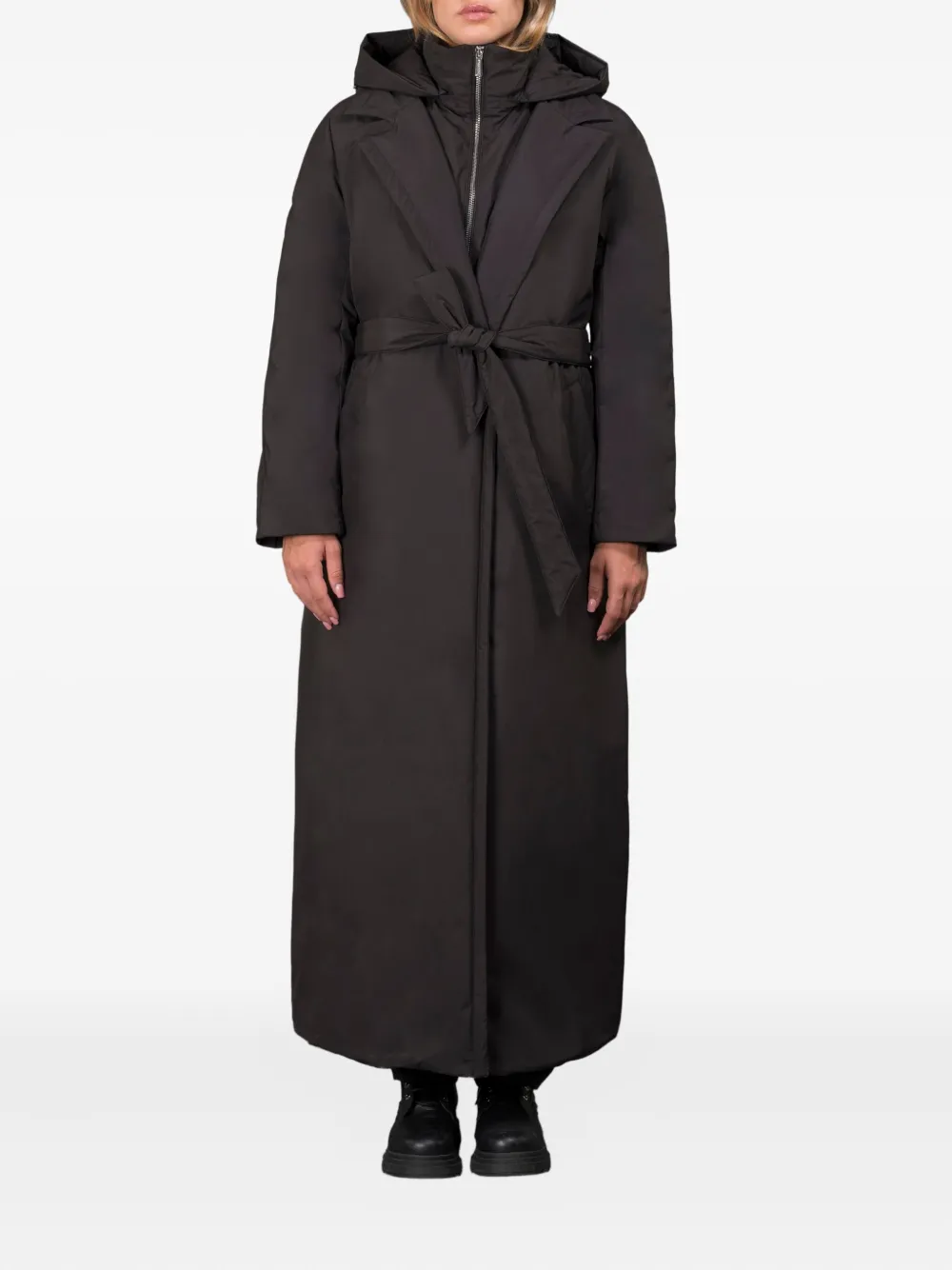 Moorer hooded belted coat | Down Jackets | Image 2