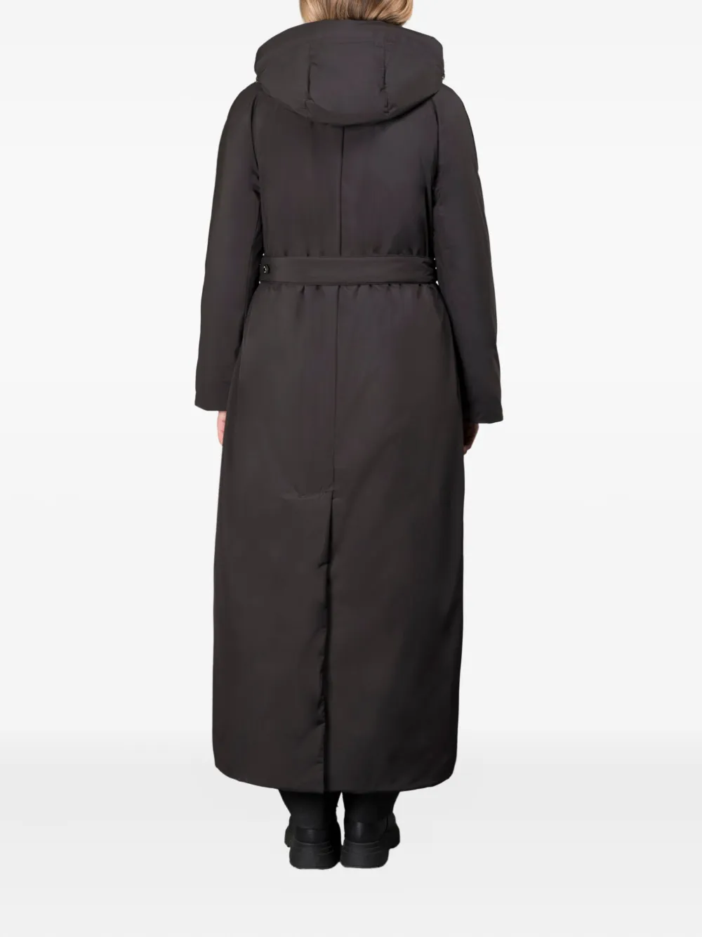 Moorer Hooded Belted Coat In Black