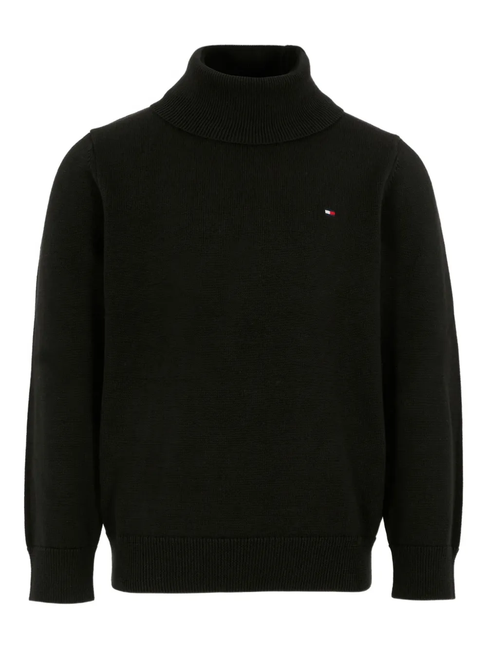 Tommy Hilfiger Junior Roll-neck Cotton Jumper In Black