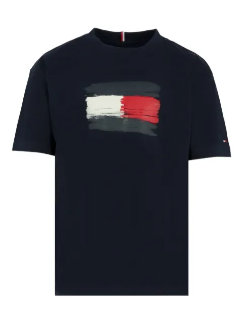 Tommy Hilfiger Junior playera de mezclilla con efecto de pintura