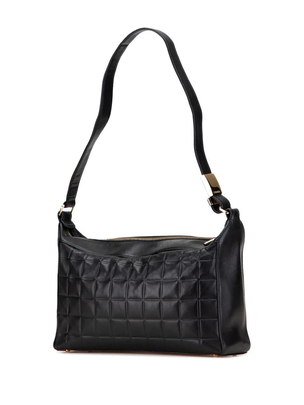 Pre-owned Chanel 2000-2002 Medium Lambskin Chocolate Bar Shoulder Bag In Black