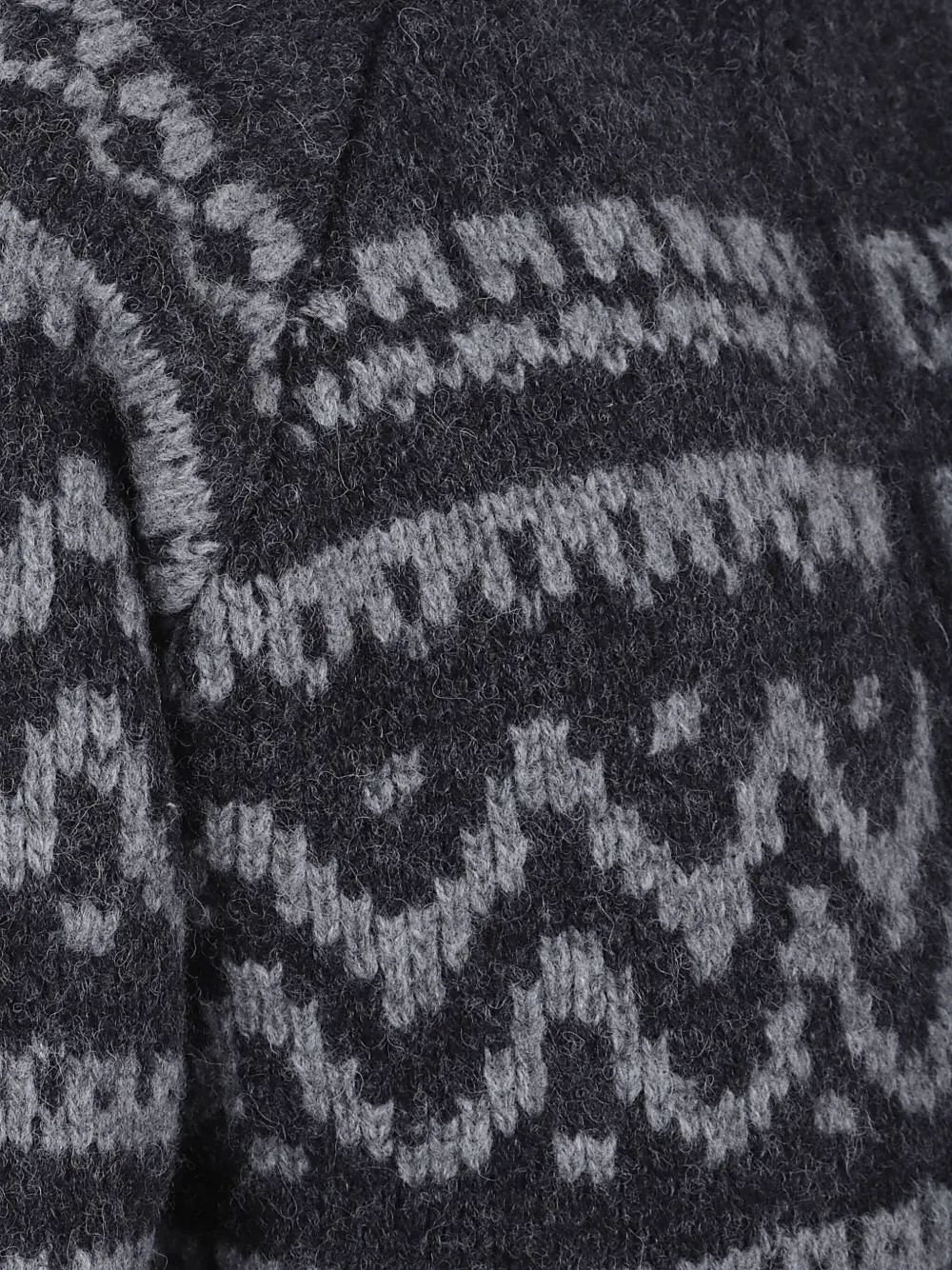 C.p. Company Graphic Patterned Wool Cardigan With High Collar In Gray
