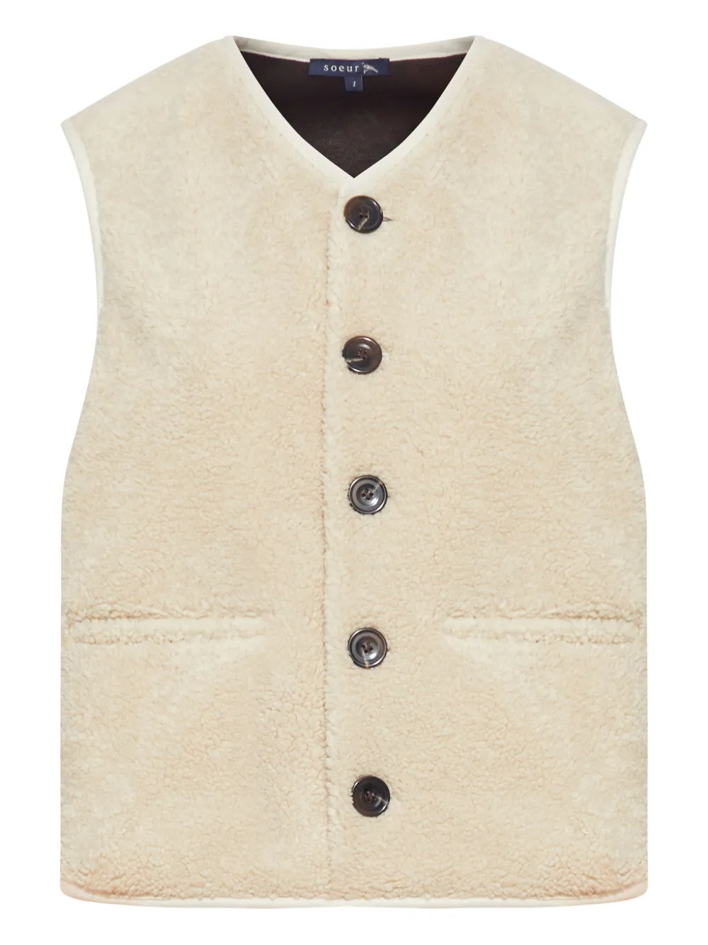 Soeur Fusil Buttoned Fleece Waistcoat In Neutral