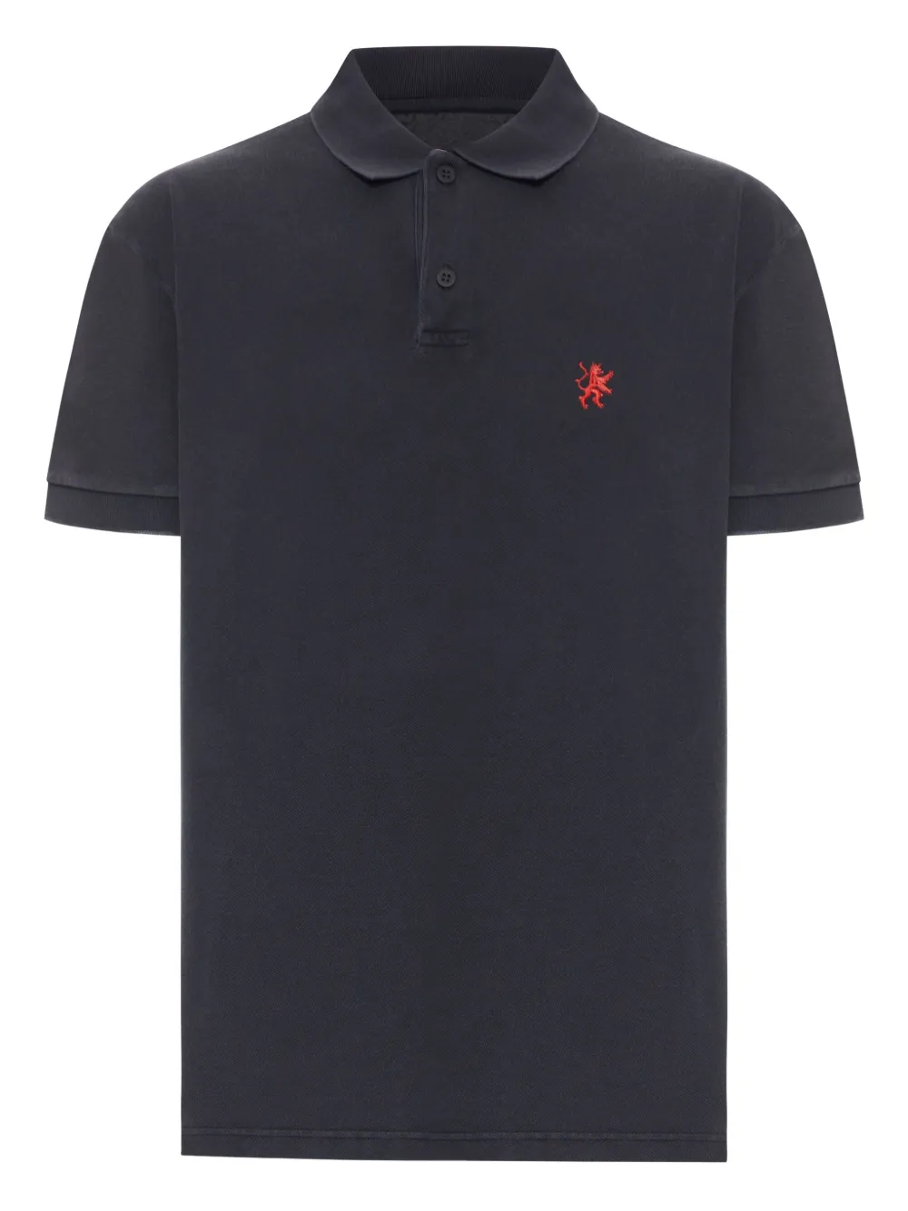 Balenciaga Cotton Piquet Polo Shirt With Lion Embroidery In Black