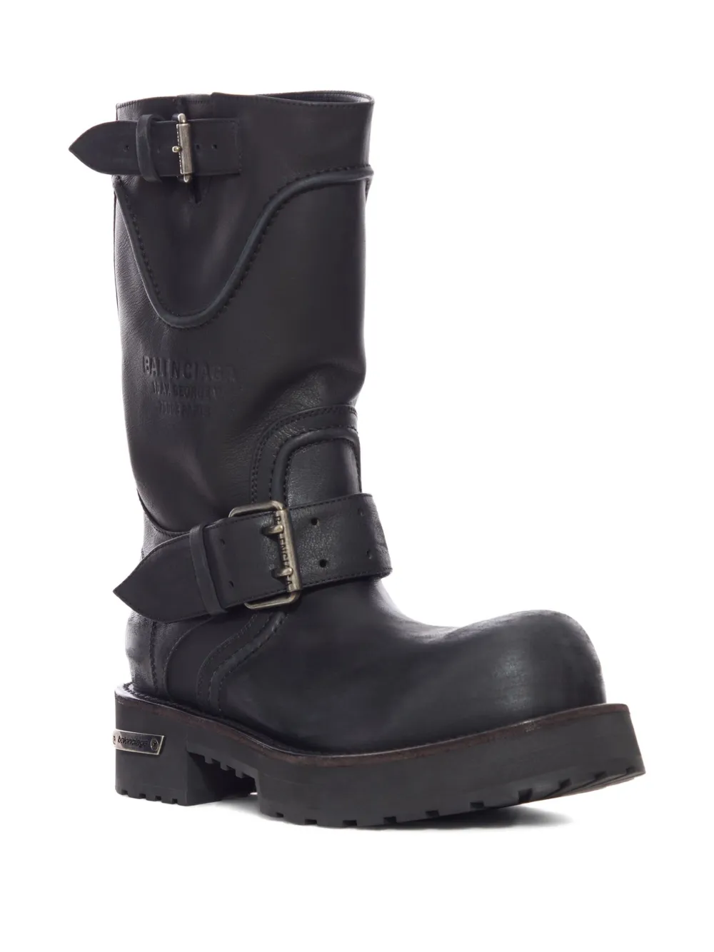 Balenciaga Textured Leather Ankle Boots With Chunky Sole In Black