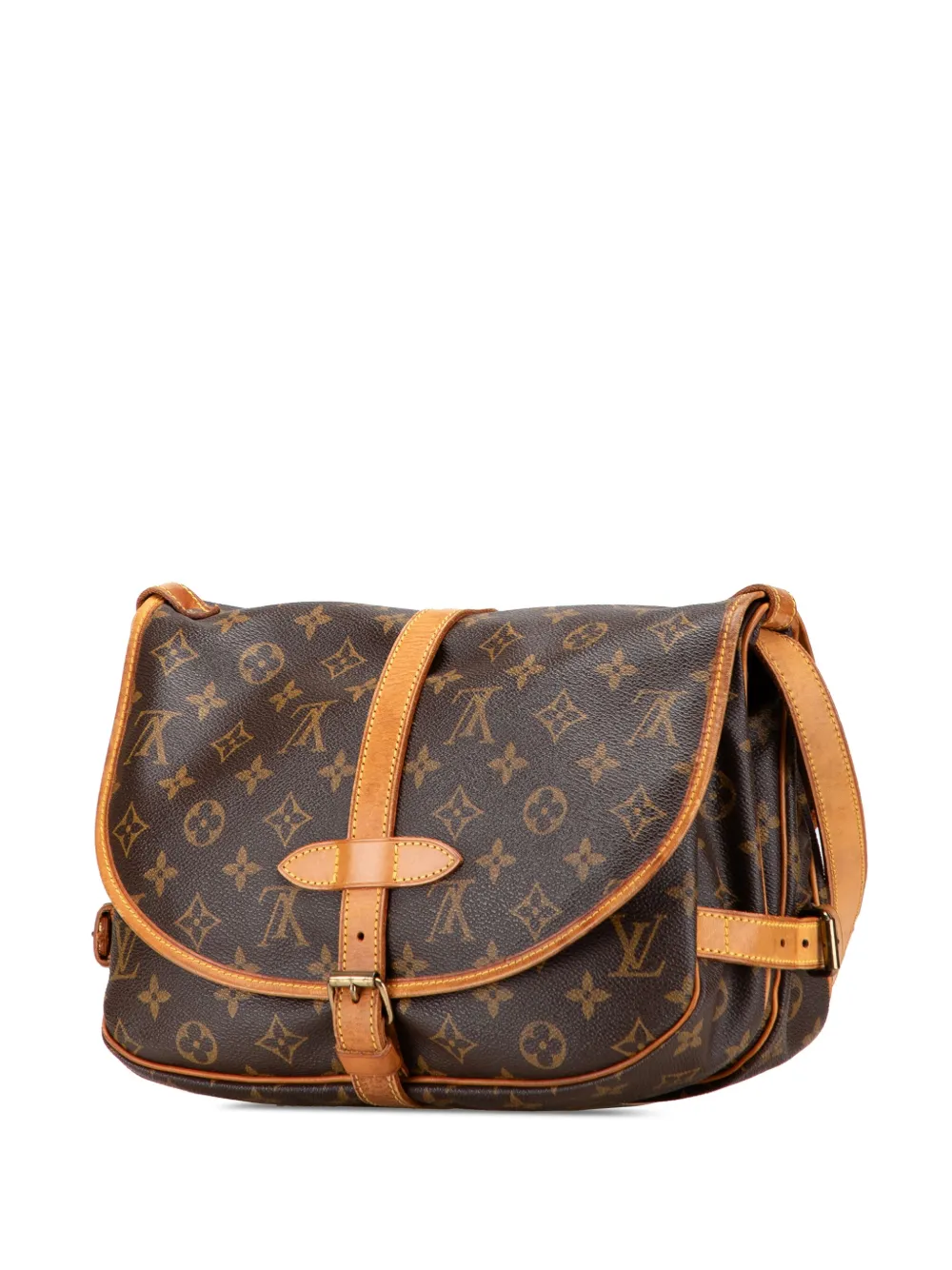 Pre-owned Louis Vuitton 1997 Monogram Saumur 30 Crossbody Bag In Brown