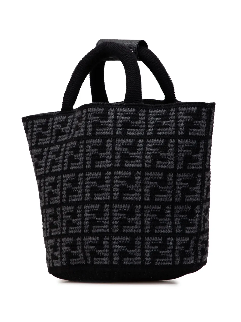 Pre-owned Fendi 2010-2025 Large Zucca Cashmere Shopper Tote Bag In Black