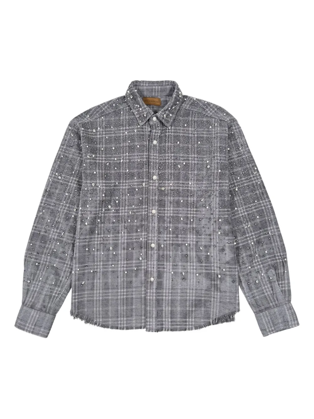 Birth Of Royal Child Pearl-embellished Checked Shirt In Gray