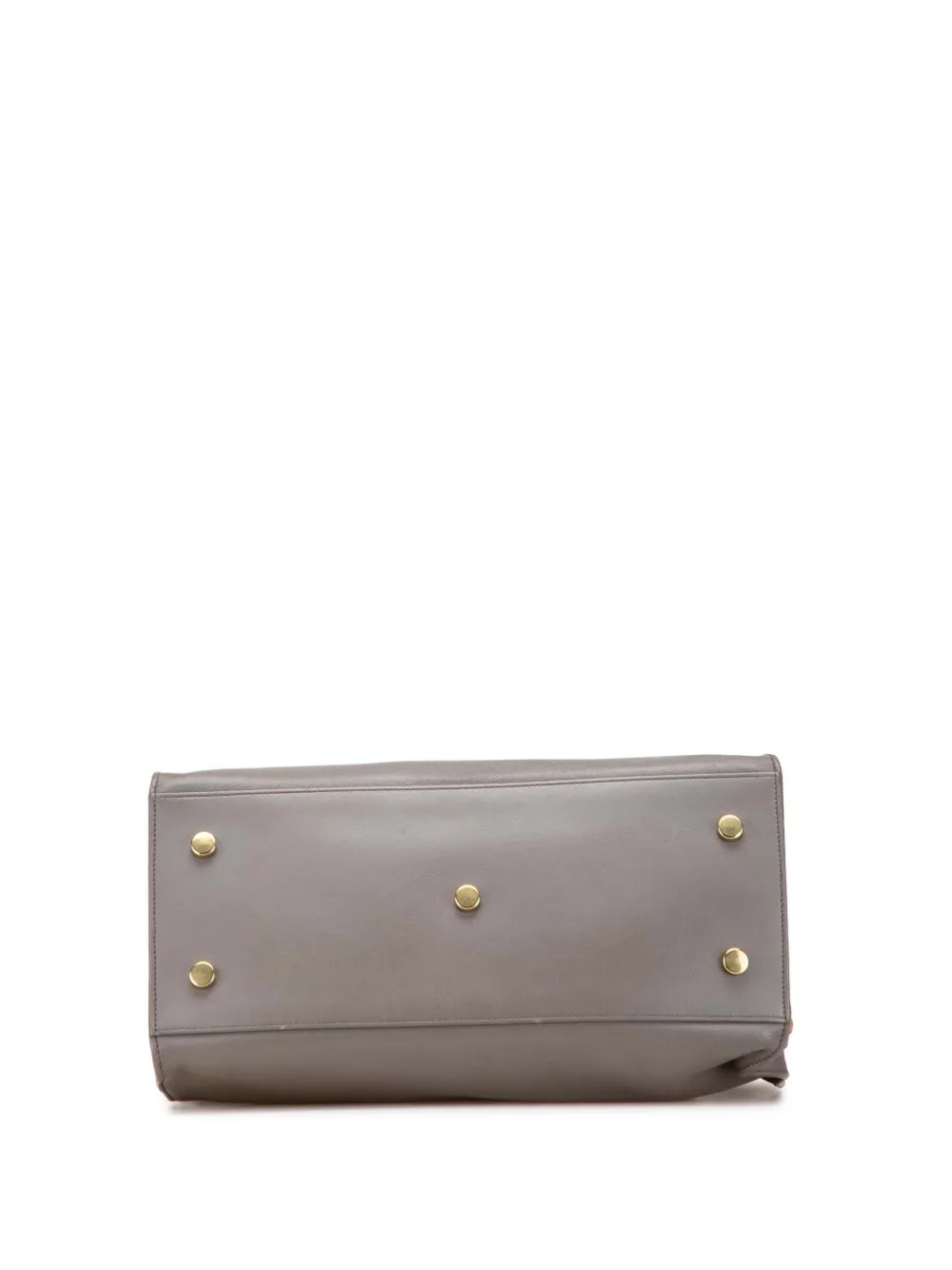 Pre-owned Saint Laurent 2015 Small Leather Monogram Cabas Satchel In Gray