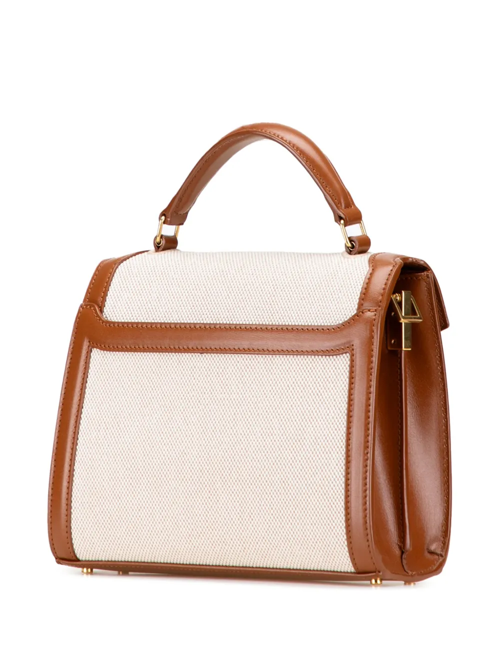 Pre-owned Saint Laurent 2020 Mini Canvas Monogram Cassandra Top Handle Bag Satchel In Brown