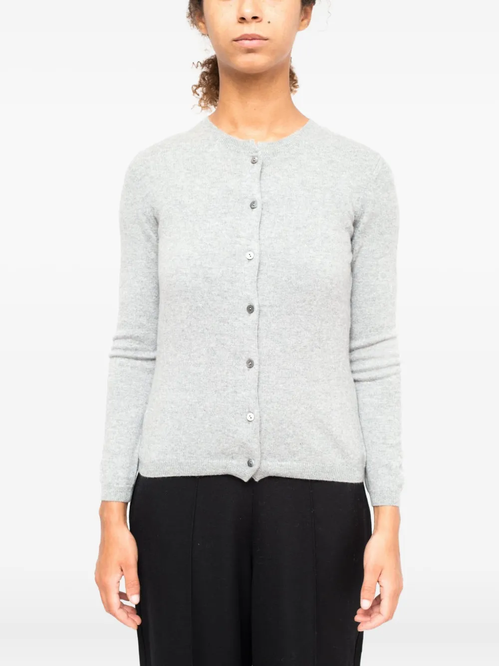 La Rose Buttoned Cashmere Cardigan In Gray