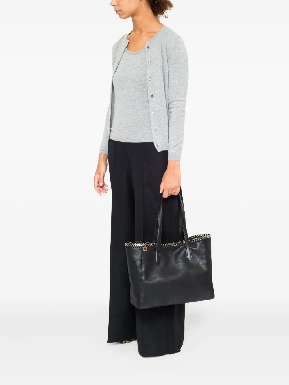 La Rose Buttoned Cashmere Cardigan In Gray