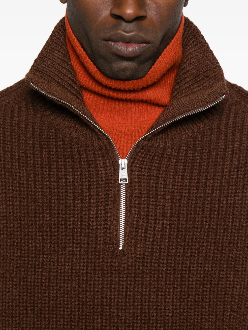 Etudes Studio High-neck Zip-up Sweater In Brown