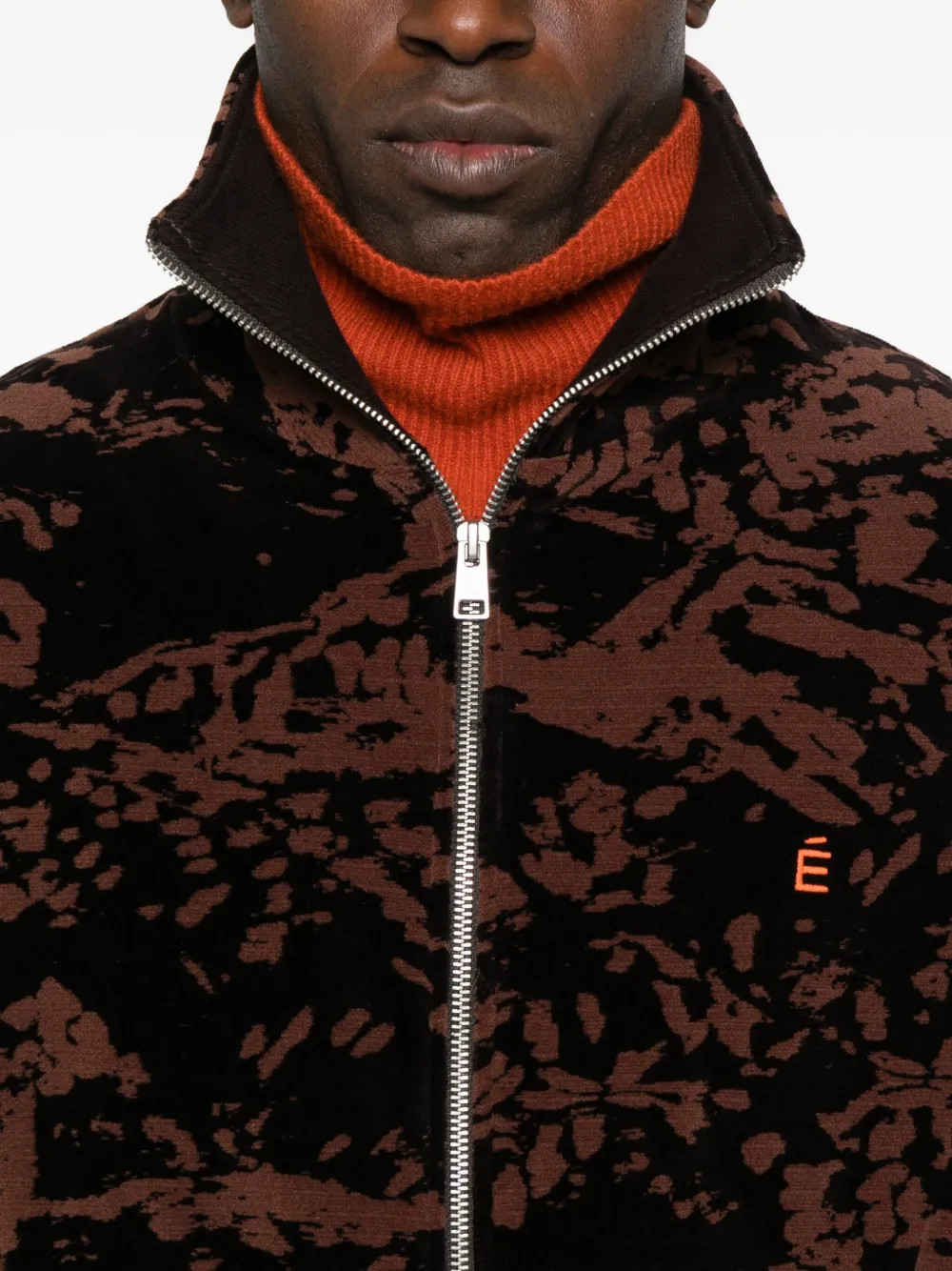 Etudes Studio Abstract-print Zip-up Jacket In Brown