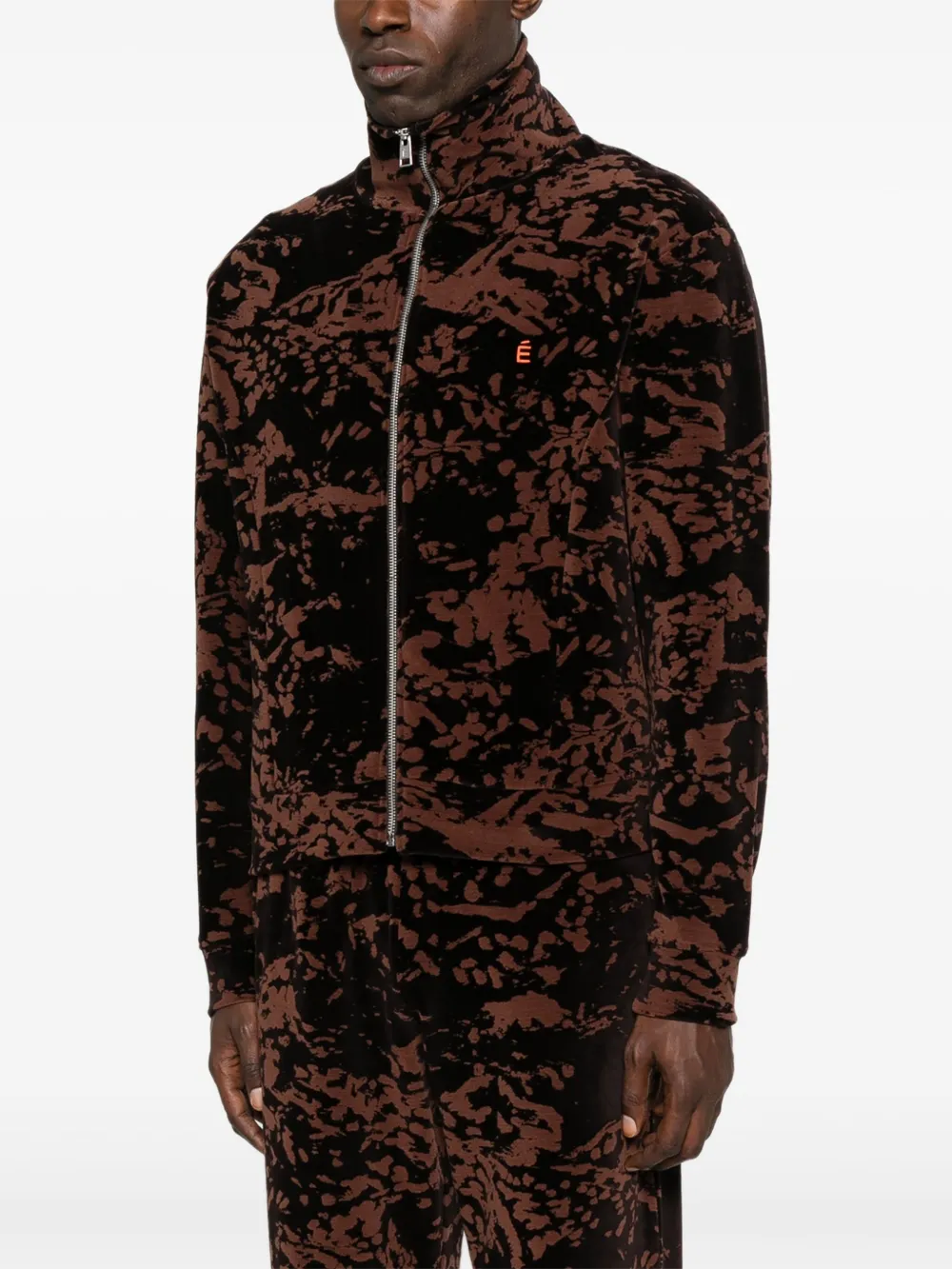 Etudes Studio Abstract-print Zip-up Jacket In Brown