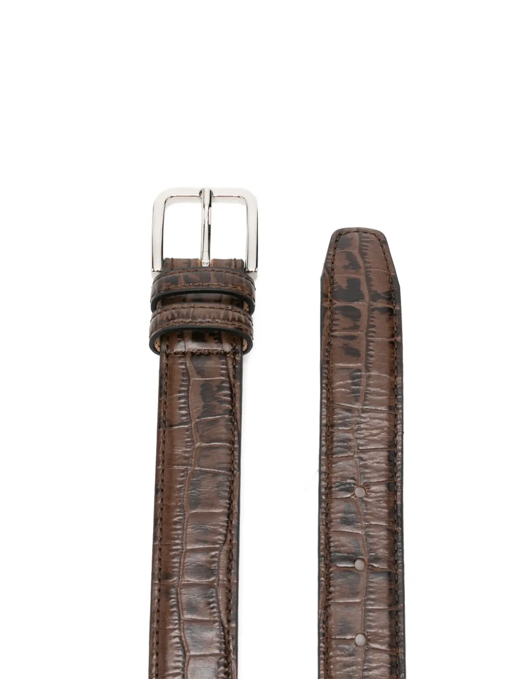 Cordera Crocodile-effect Leather Belt In Brown