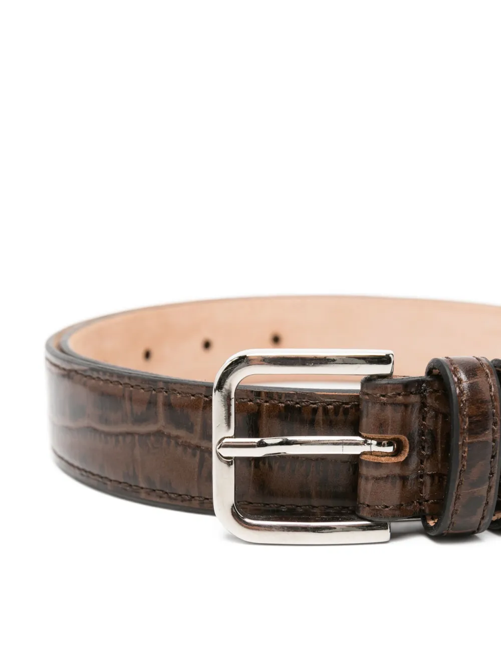  Cordera Crocodile-effect Leather Belt - Brown 
