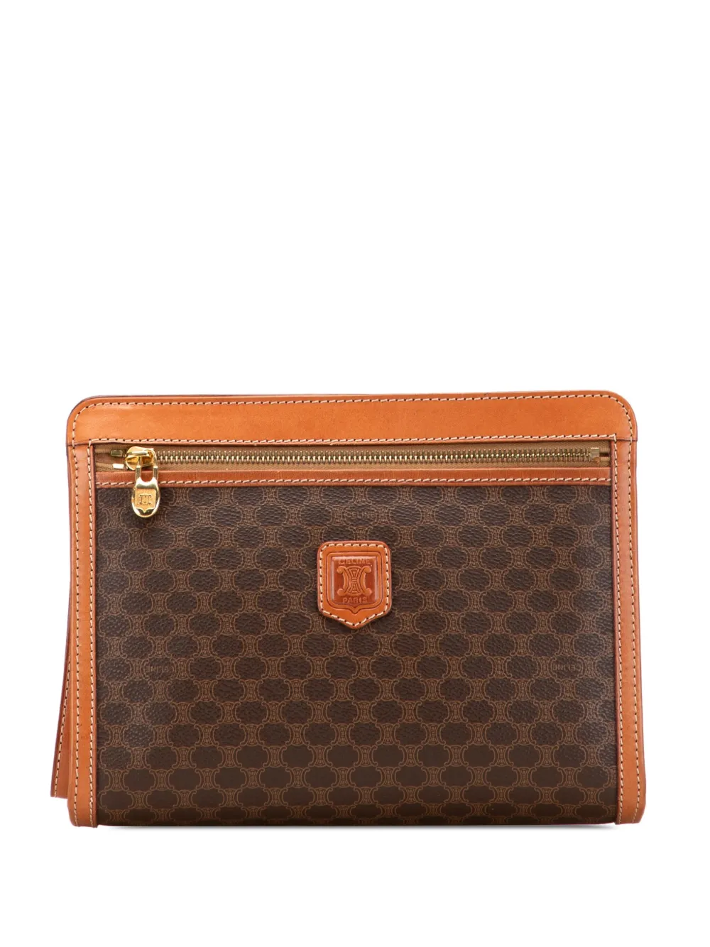 Celine Pre-Owned 1994 Macadam Coated Canvas clutch bag | Brown | Image 1