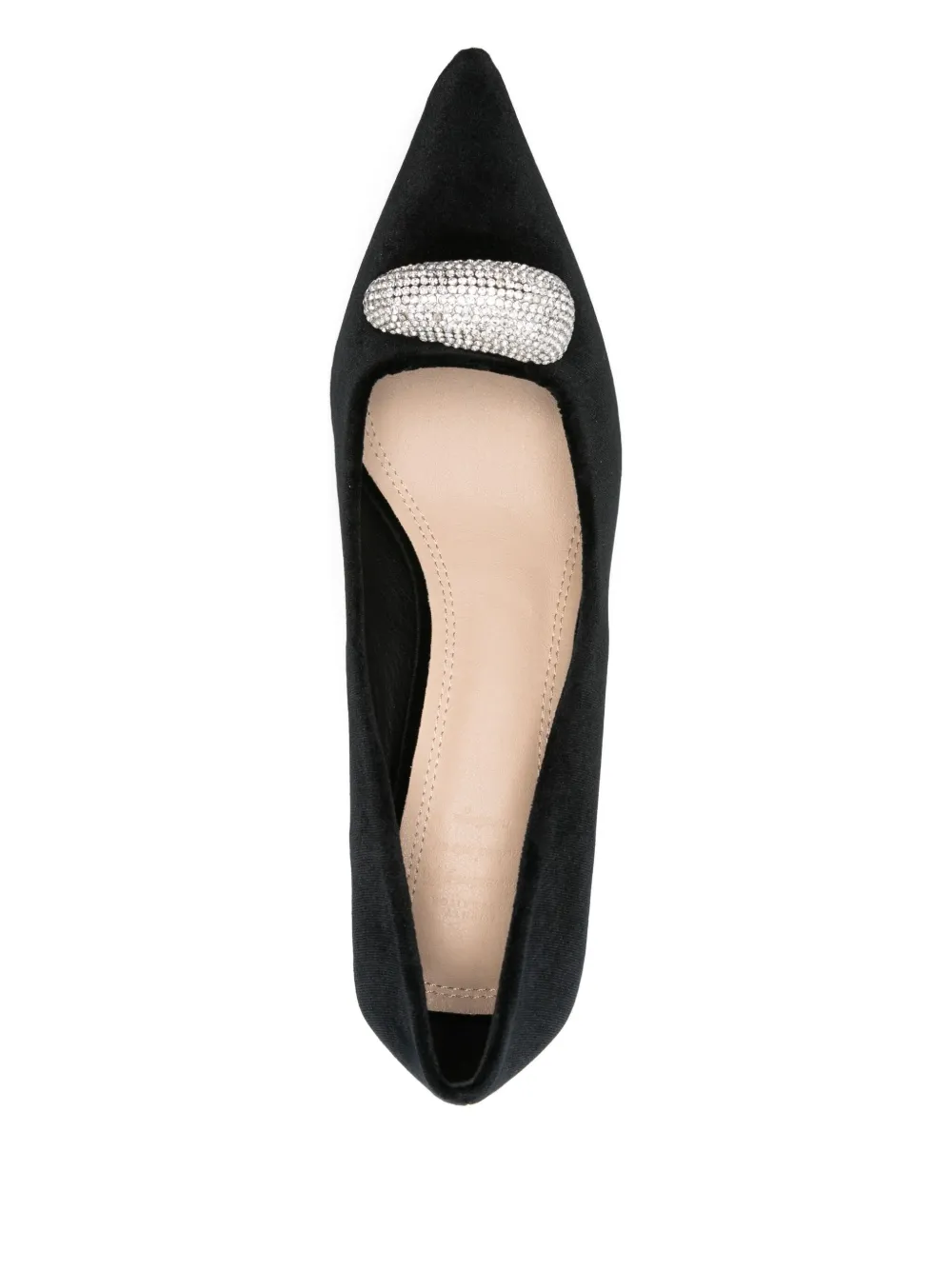 Twenty Four Haitch Embellished Pointed Pumps In Black