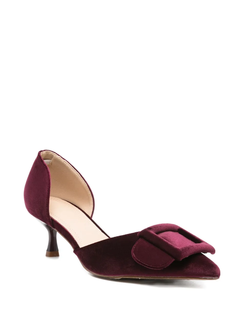 Twenty Four Haitch Buckled Pointed-toe Pumps In Red