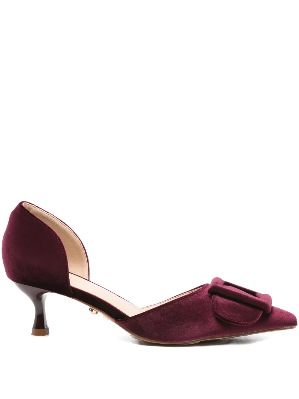 Twenty Four Haitch Buckled Pointed-toe Pumps In Red