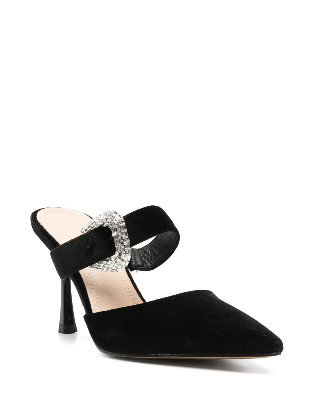 Twenty Four Haitch Buckle-strap Heeled Mules In Black