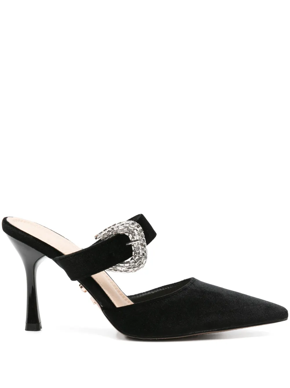 Twenty Four Haitch Buckle-strap Heeled Mules In Black