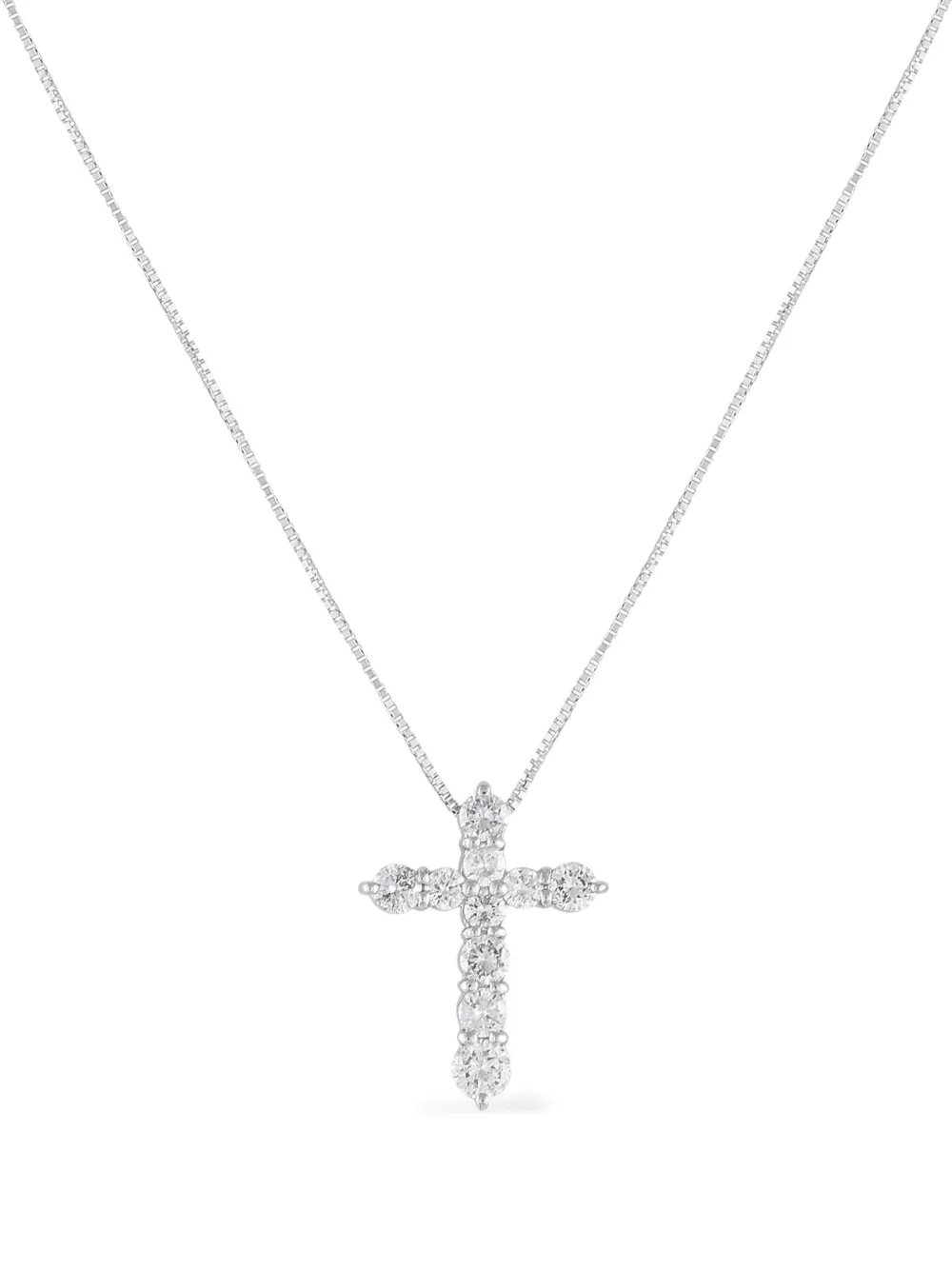 LB Exclusive platinum Cross diamond necklace | Silver | Image 1