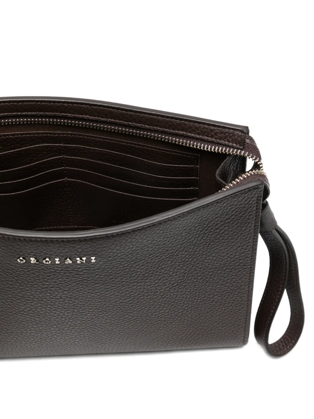 Orciani Leather Clutch Bag In Brown