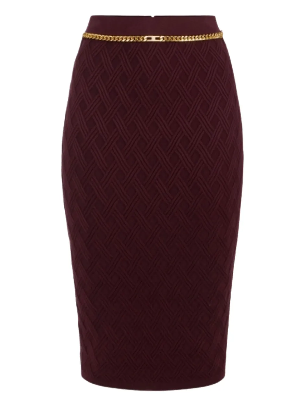 Elisabetta Franchi Gonna In Maglia A Rombi Con Dettaglio Gioiello Merlot In Brown