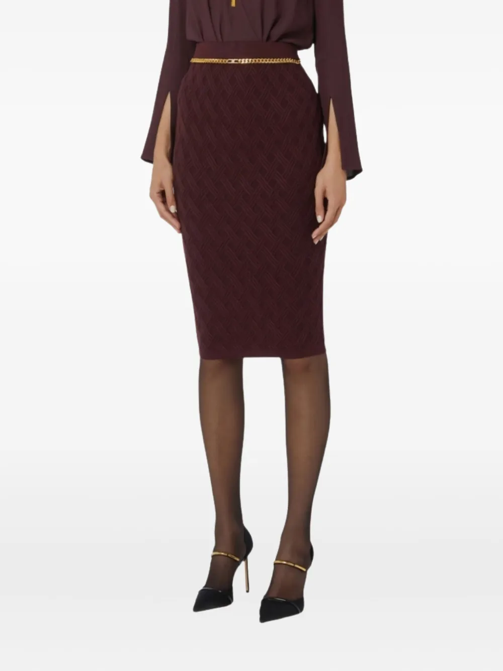 Elisabetta Franchi Rok met ketting - Bruin